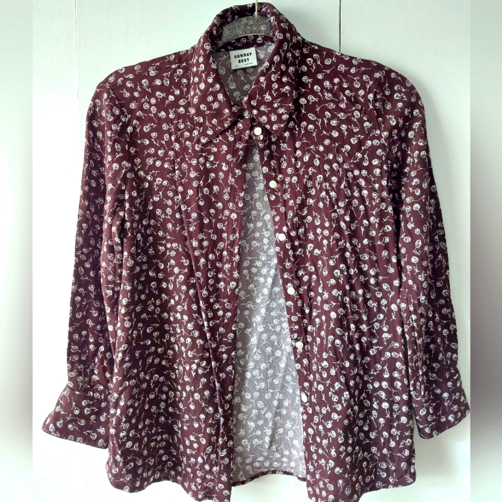 Sunday Best Maroon Floral Button Down Shirt